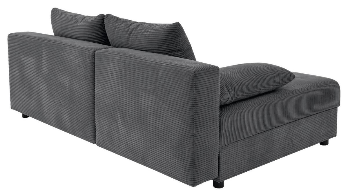 Ecksofa mit Bettfunktion Lima, Dunkelgrau, 195x140cm - Dunkelgrau/Schwarz, Trend, Holz/Kunststoff (195/140cm)