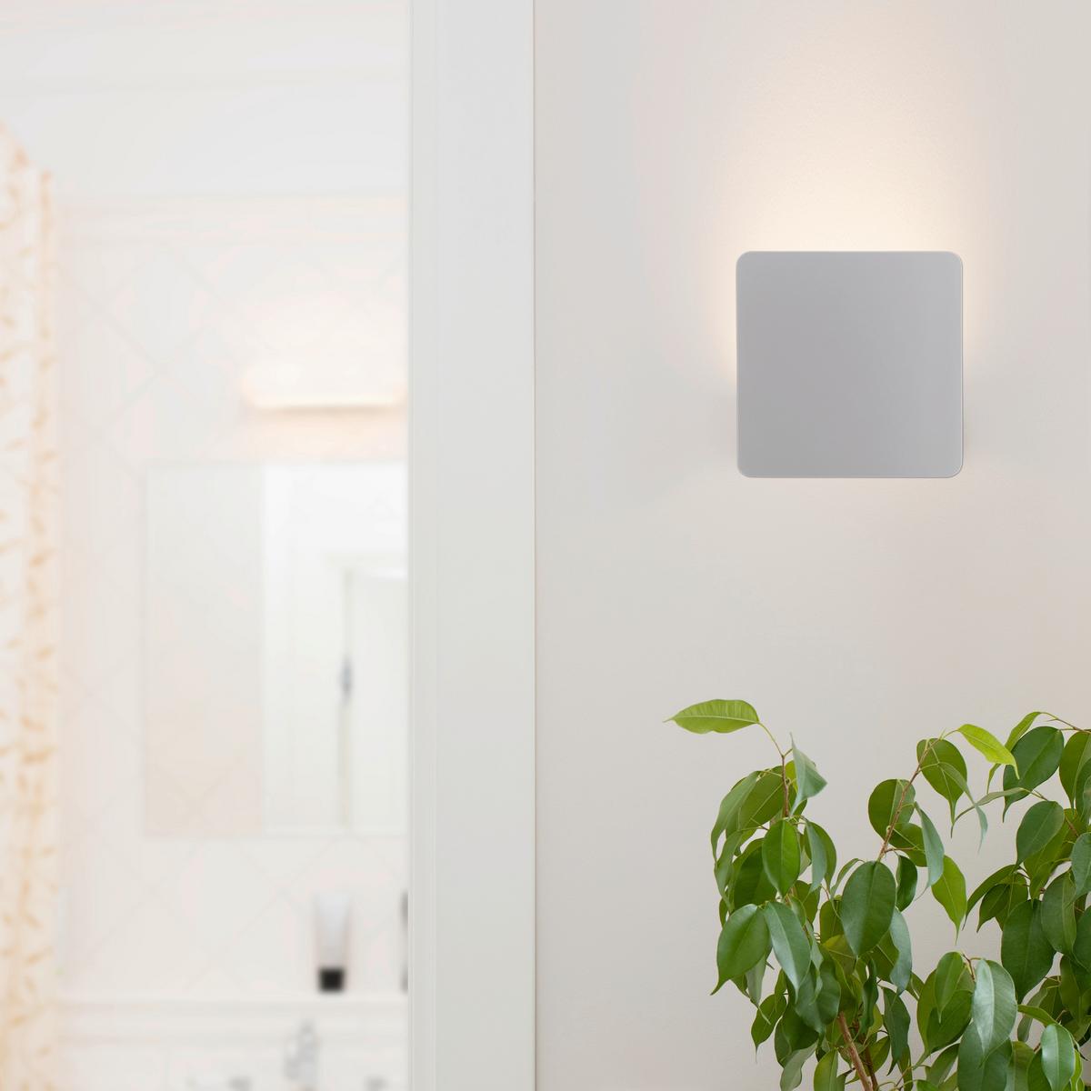 LED-Wandleuchte Stan 1-Flammig, Eckig - Weiß, Basics, Metall (5,5/14/6,8cm) - Näve