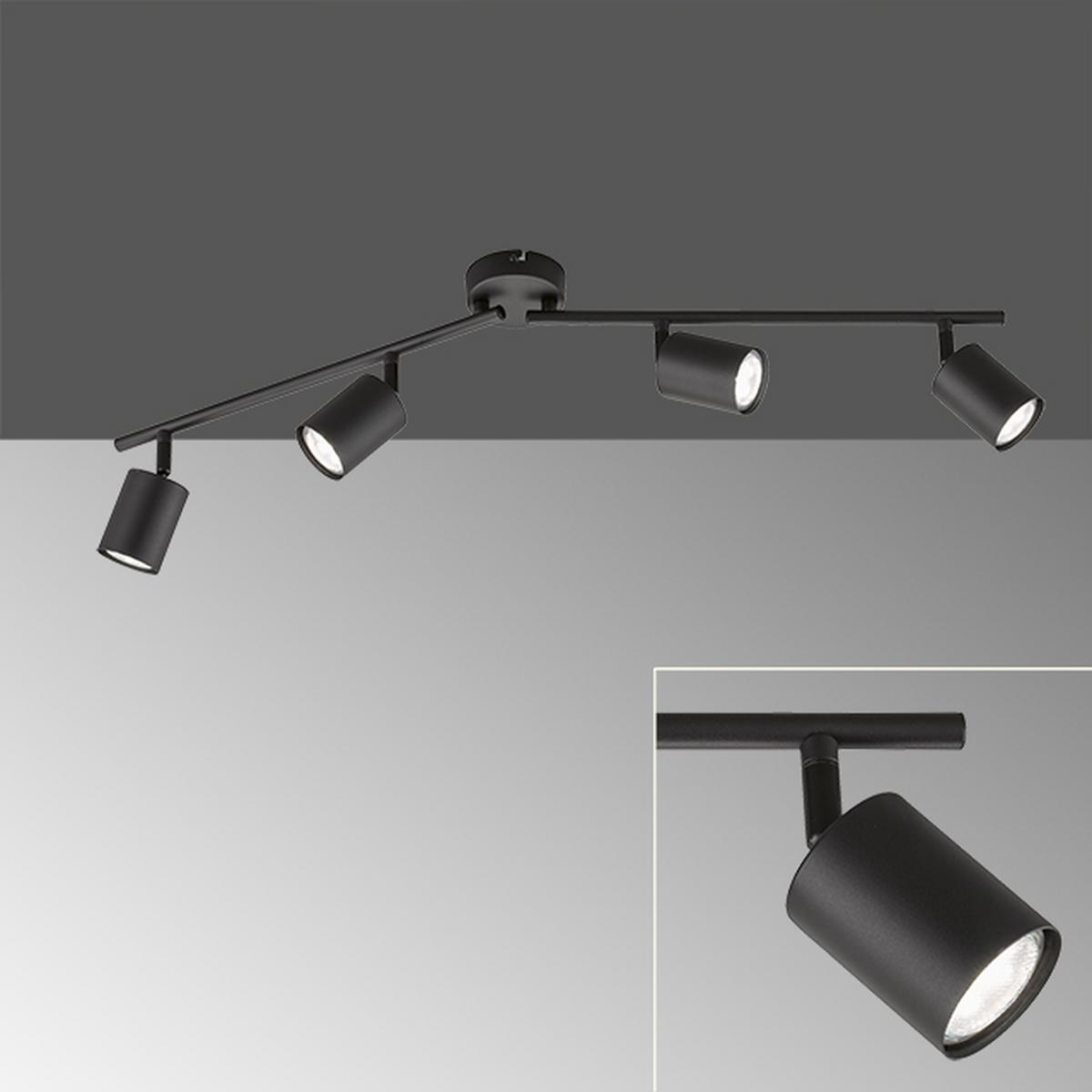 LED-Deckenleuchte Vano L: 79 cm, drehbar, 4-Flammig - Schwarz, Design, Metall (79/8/13cm) - Fischer & Honsel
