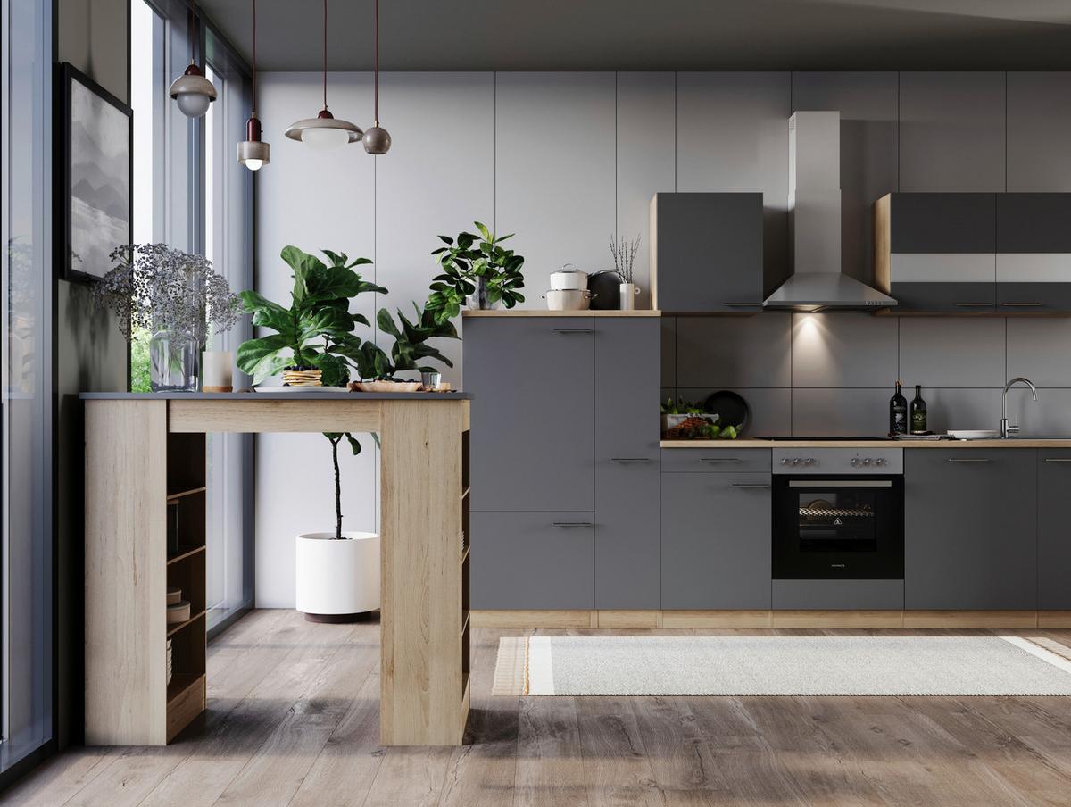 Bartisch Merle Grau/Eiche Dekor L:103cm - Eichefarben/Grau, Design, Holzwerkstoff (103/50/115cm) - Respekta