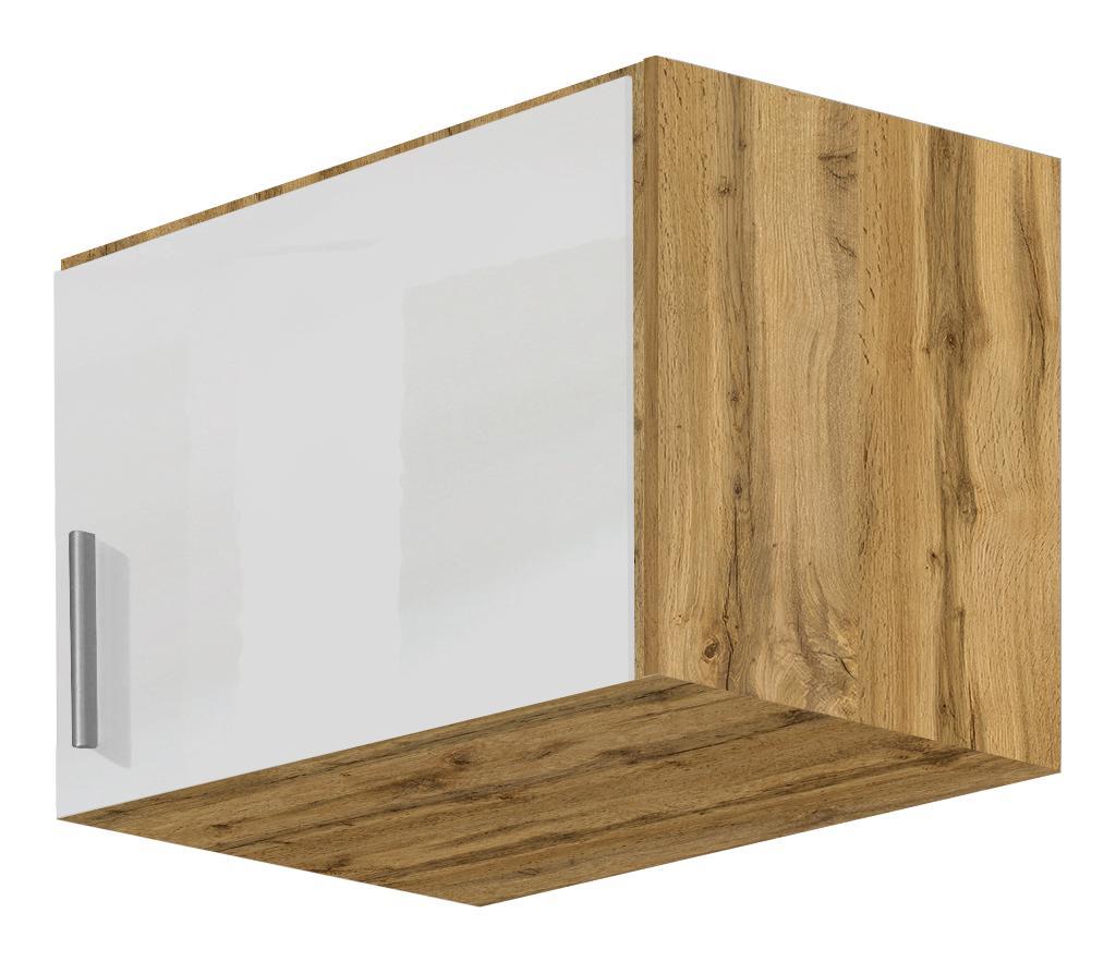 Aufsatzschrank Celle B:47cm Weiß/ Wotan Eiche Dekor - Eichefarben/Weiß, MODERN, Holzwerkstoff (47/39/54cm)