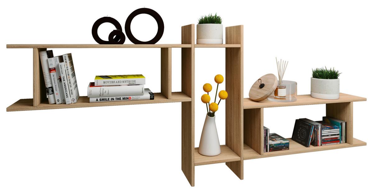 Wandregal Sirola Sonoma Eiche Dekor B: 188 cm - Sonoma Eiche, KONVENTIONELL, Holzwerkstoff (188/80/19,7cm) - MID.YOU