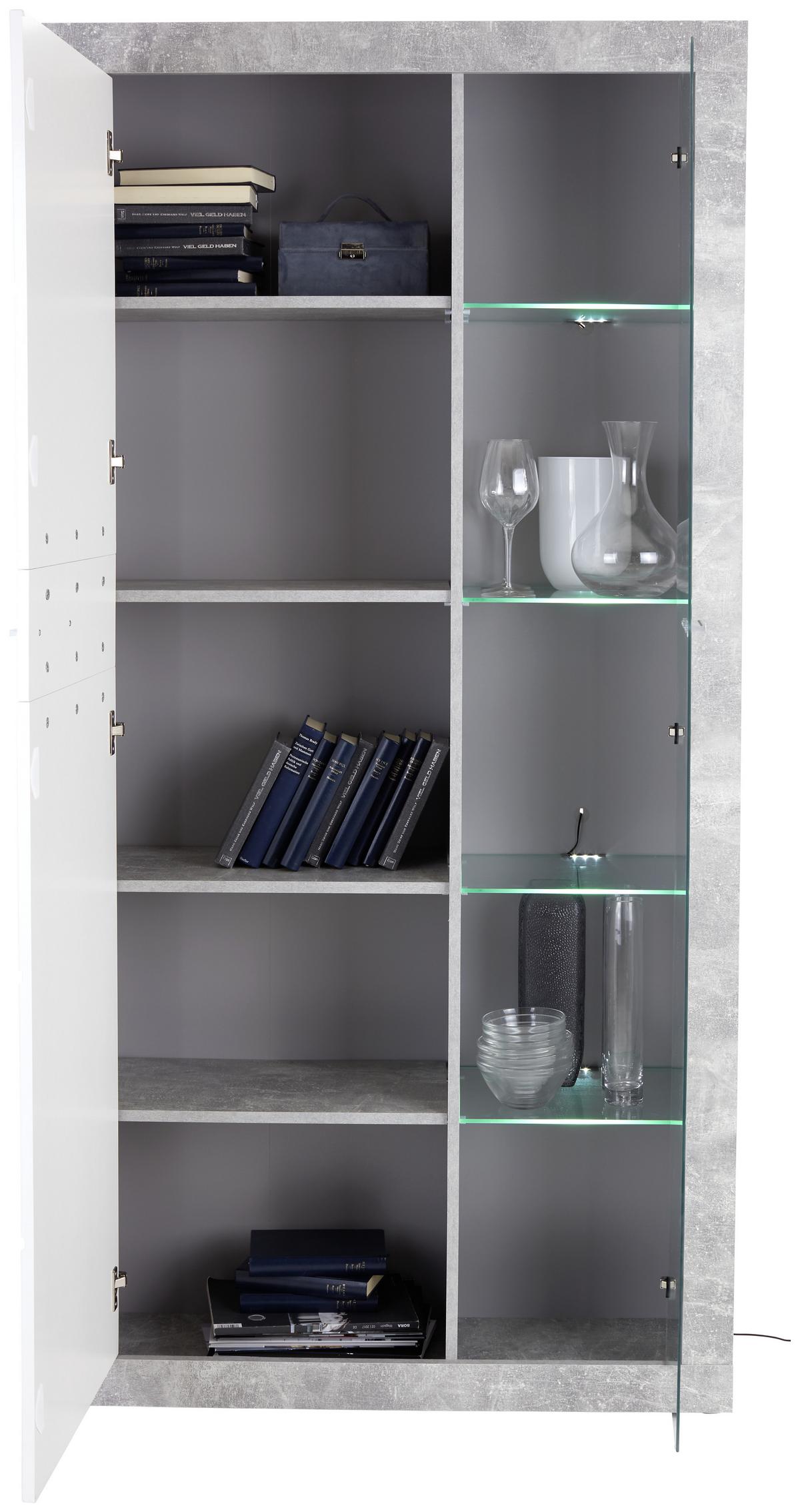 VITRÍNA MALTA - šedá/bílá, Moderní, kompozitní dřevo/plast (96/197/35cm)