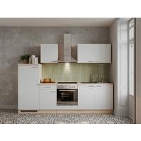 Küchenzeile Economy m. Geräten 270 cm Weiß/Eiche Dekor modern - Eichefarben/Weiß, Basics, Holzwerkstoff (270cm) - Respekta