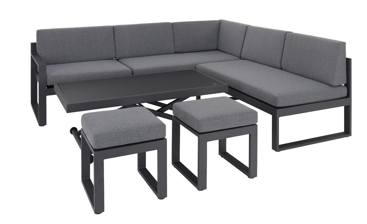 TERASOVÁ SEDACIA SÚPRAVA MOSKAU 1 - sivá/antracitová, Modern, kov/textil (200/213/62cm) - Mömax