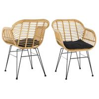 Armlehnstuhl-set Naturfarben/schwarz B: 56 Cm - Schwarz/Naturfarben, MODERN, Kunststoff/Metall (56/80/59cm) - Livetastic