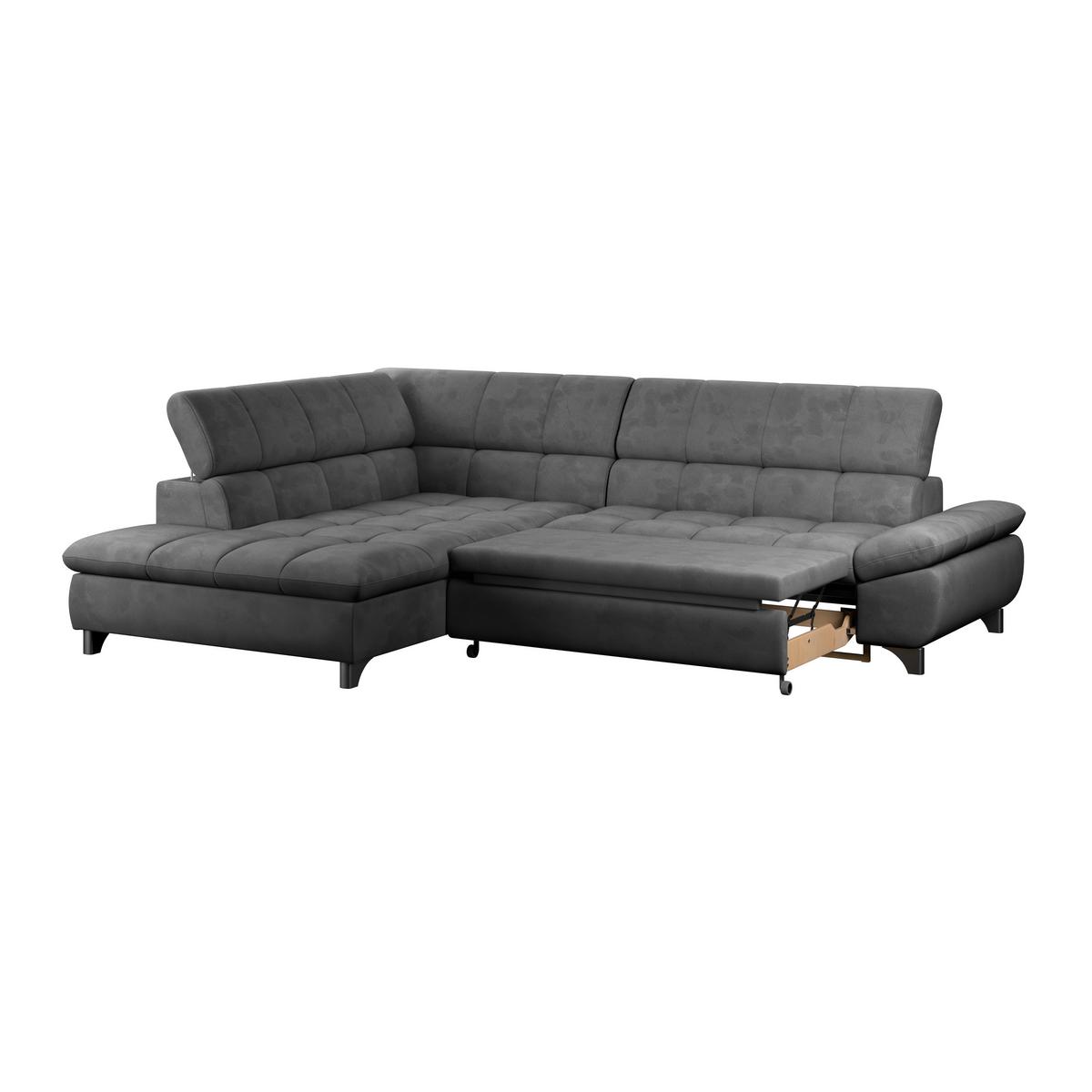Ecksofa Gemini Dunkelgrau, B: 234cm - Chromfarben/Dunkelgrau, KONVENTIONELL, Textil (234/312cm)