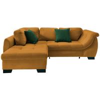 Ecksofa mit Schlaffunktion Flora Goldfarben Cord - Goldfarben/Schwarz, Design, Textil (190/250cm) - MID.YOU