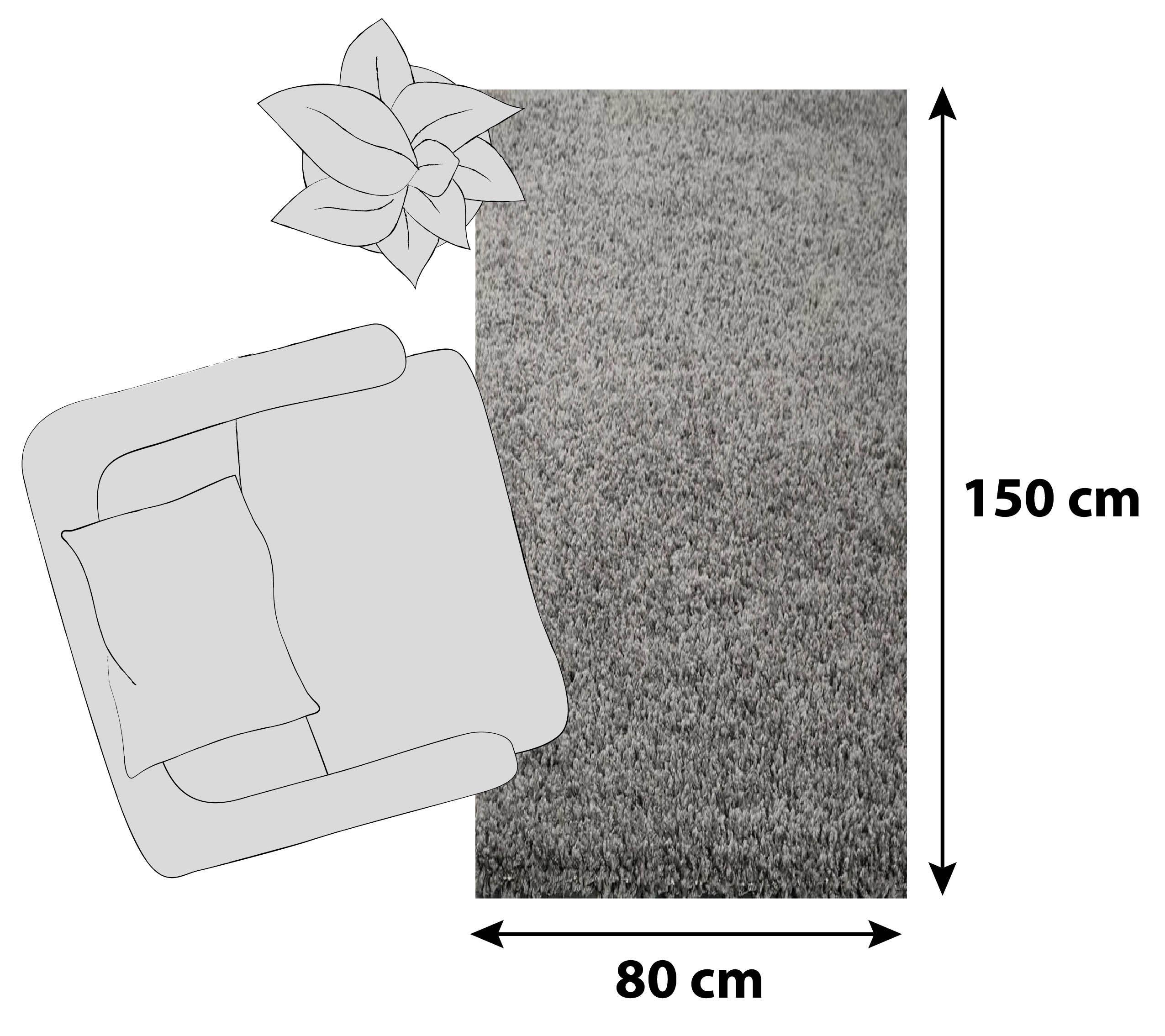 Hochflor Teppich Anthrazit Prime 80x150 Cm - Anthrazit, MODERN, Textil (80/150cm)