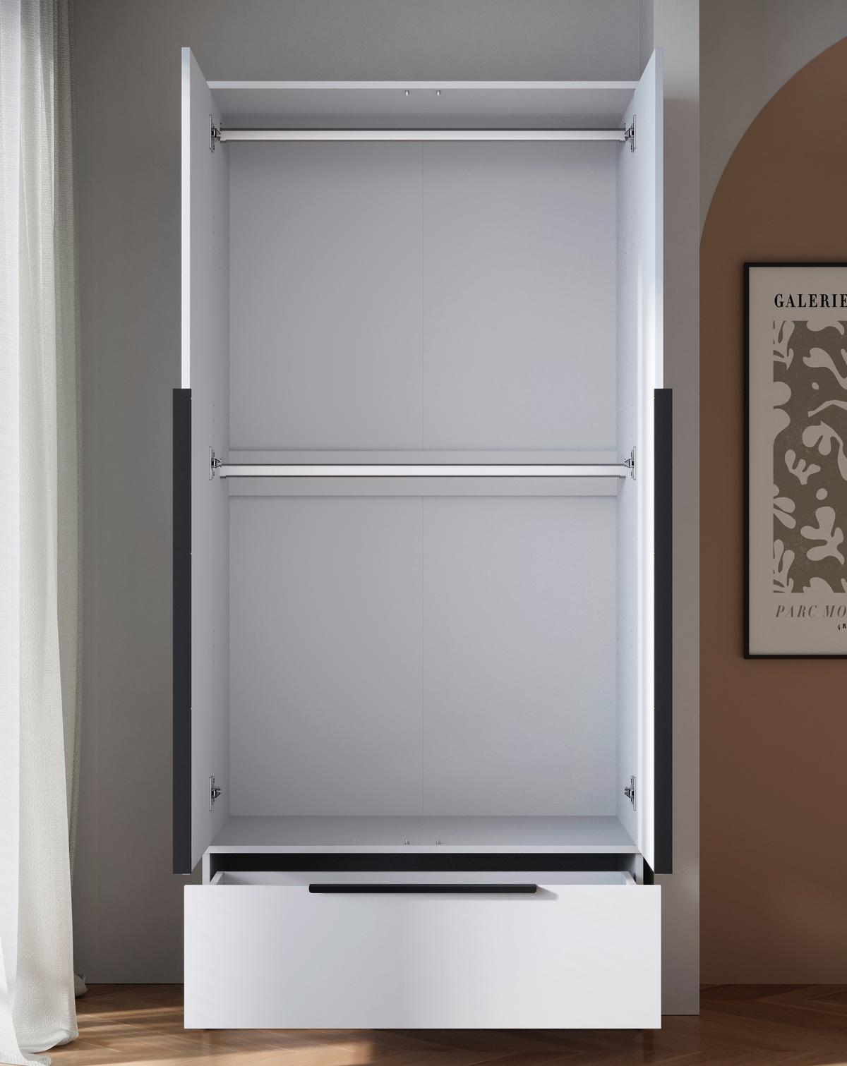 ŠATNÍ SKŘÍŇ SPIRIT - bílá/černá, Konvenční, kov/kompozitní dřevo (90,2/192,9/51cm) - MID.YOU