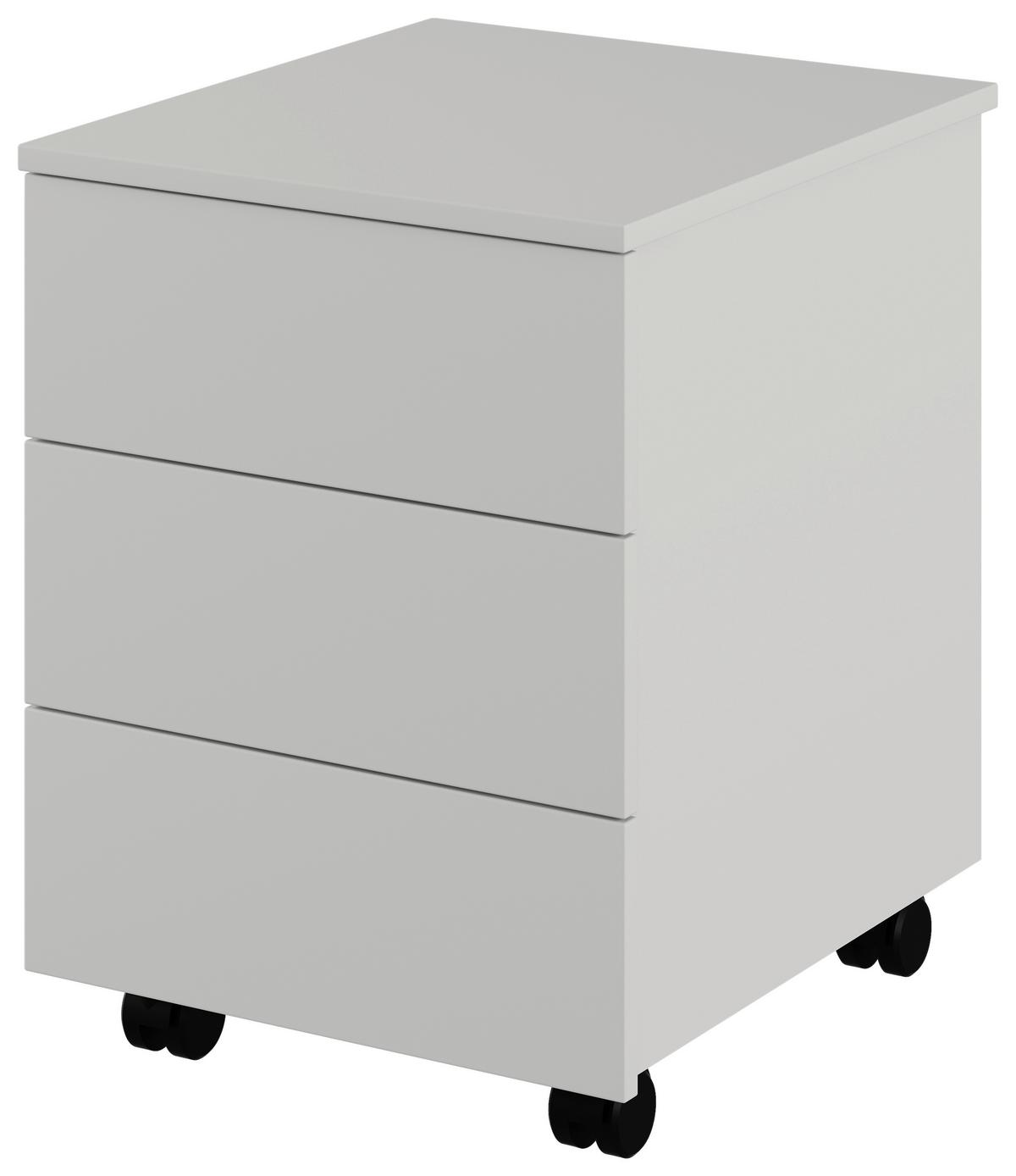 Pojízdní kontejner ALEXO - bílá, Moderní, kompozitní dřevo (42/55,7/47,4cm)