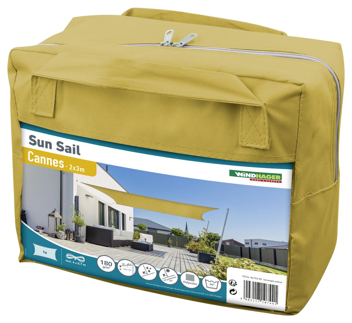 Sonnensegel Rechteck 2x3 M - Gelb, Basics (200/300cm)