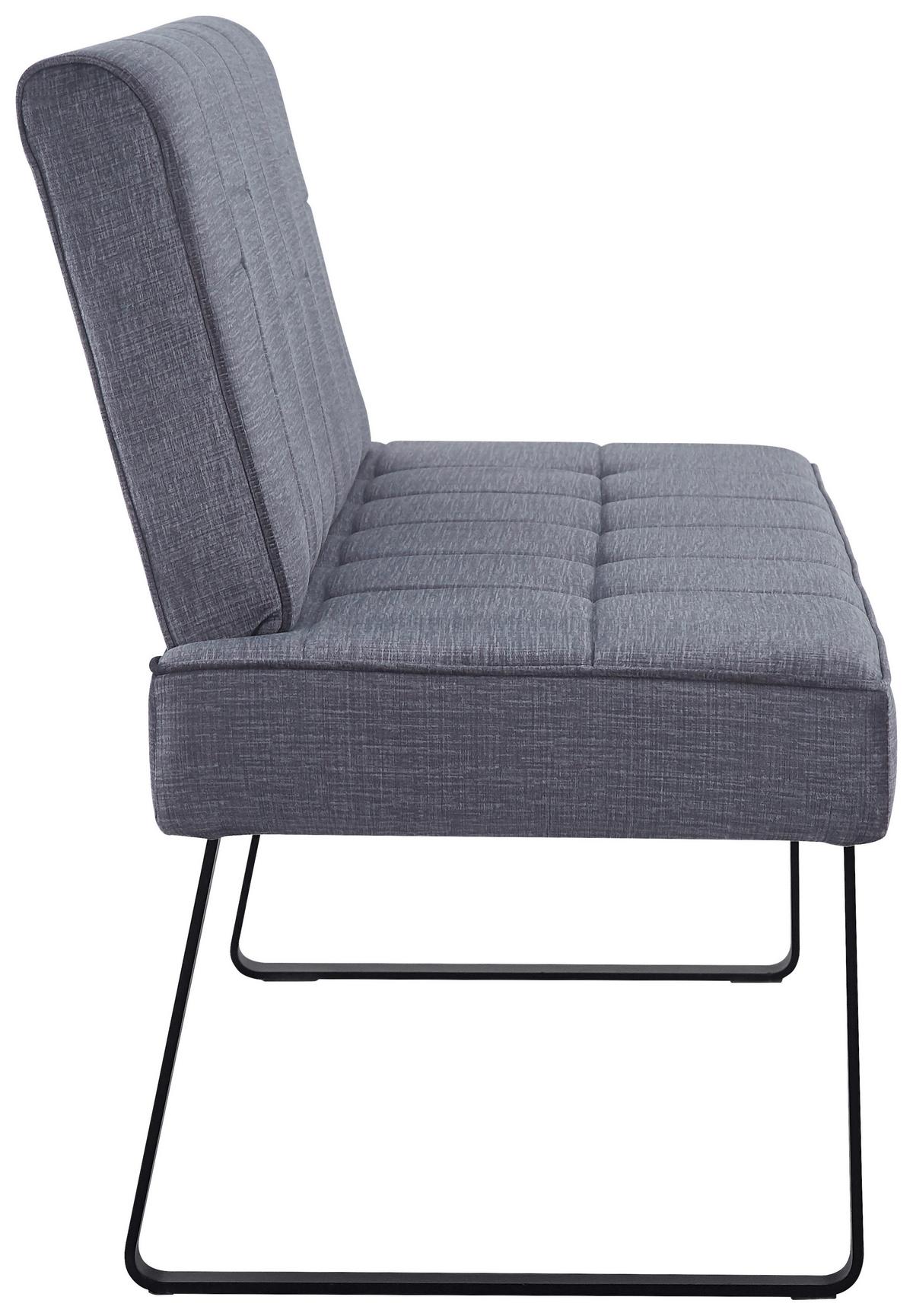 Sitzbank Tilos Mit Lehne Samt Dunkelgrau, B: 140 Cm - Dunkelgrau/Schwarz, KONVENTIONELL, Textil/Metall (140/88/62cm) - MID.YOU