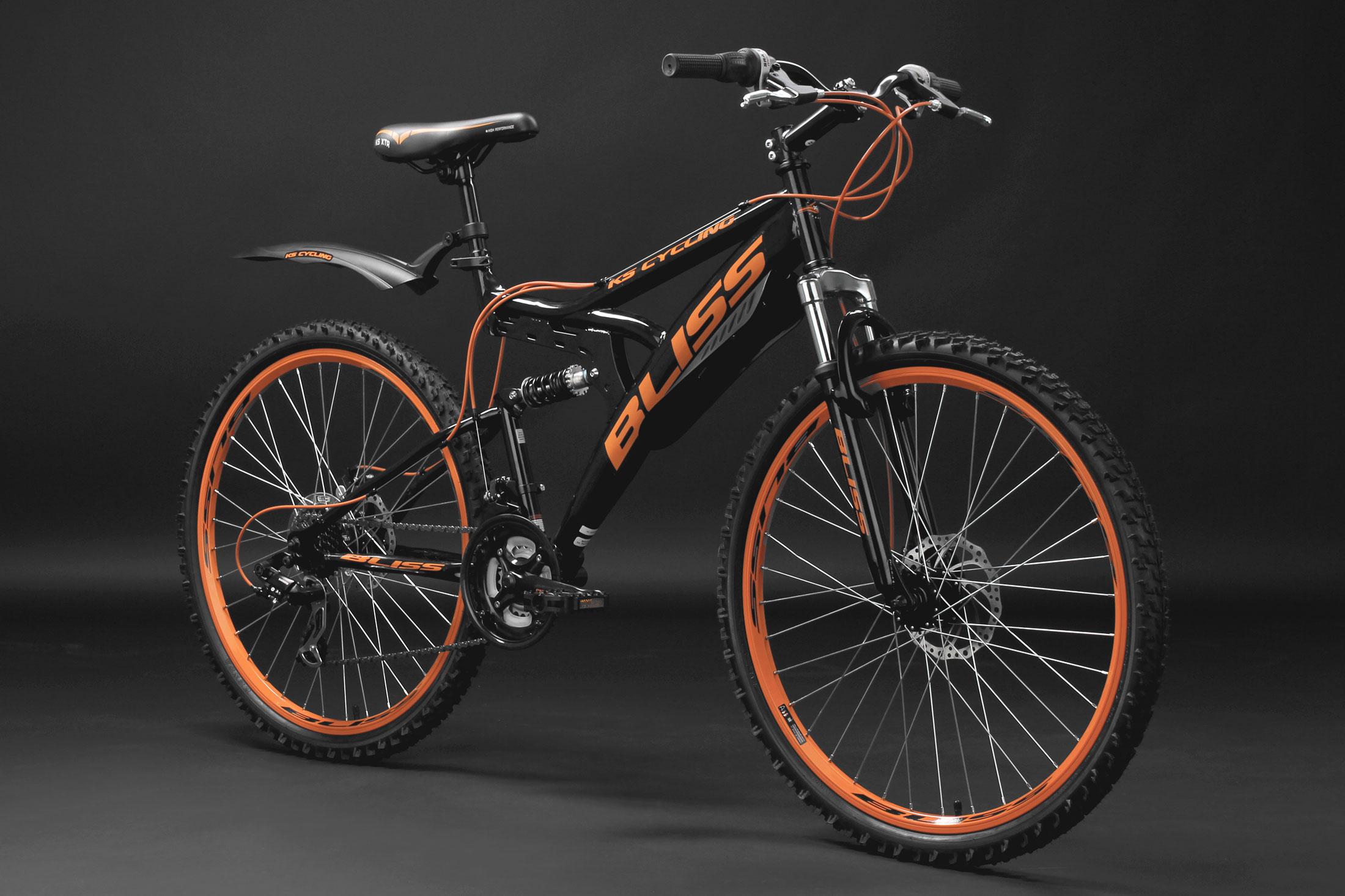 Mountainbike Mtb Fully 26 Bliss 532m - Schwarz/Orange, Basics, Metall
