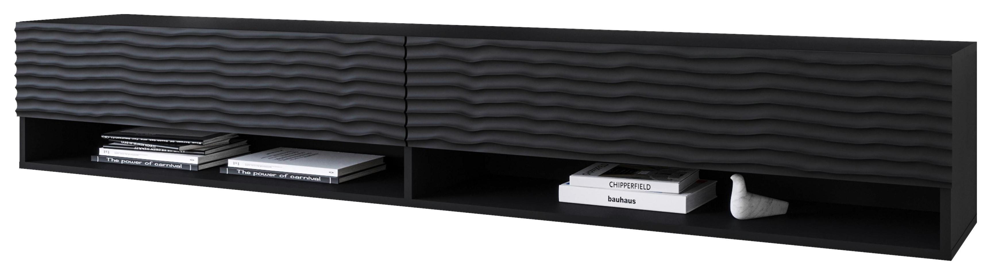 LOWBOARD A180 SCHWARZ B: 180CM - Schwarz/Grau, LIFESTYLE, Holzwerkstoff (180/30/32cm) - P & B