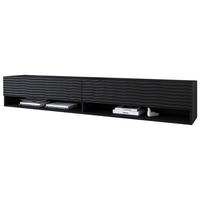 LOWBOARD A180 SCHWARZ B: 180CM - Schwarz/Grau, LIFESTYLE, Holzwerkstoff (180/30/32cm) - P & B