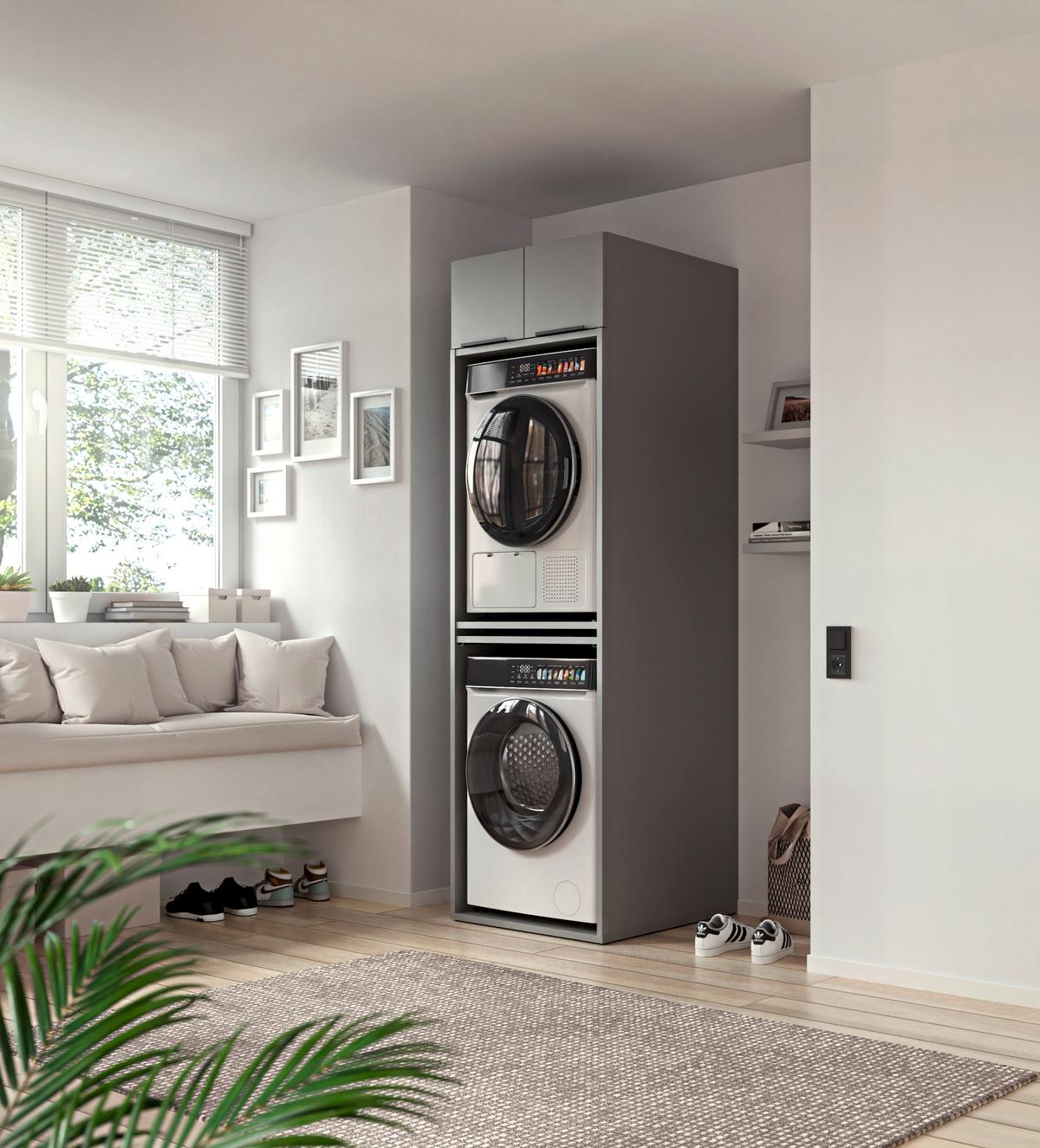 SKŘÍŇKA NAD PRAČKU TIDY HERO - šedá/černá, Basics, kov/kompozitní dřevo (70/220/68cm) - P & B