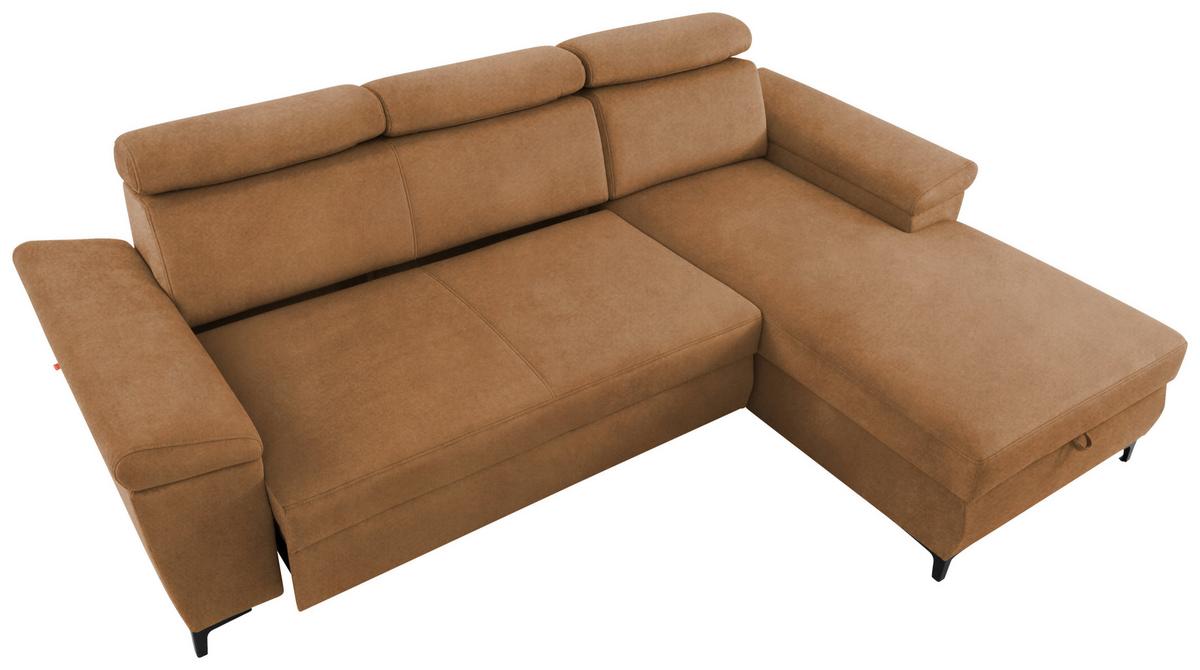 Eckschlafsofa Santi Bernsteinfarben S: 176/2578 cm - Bernsteinfarben/Schwarz, MODERN, Textil (258/176cm) - MID.YOU