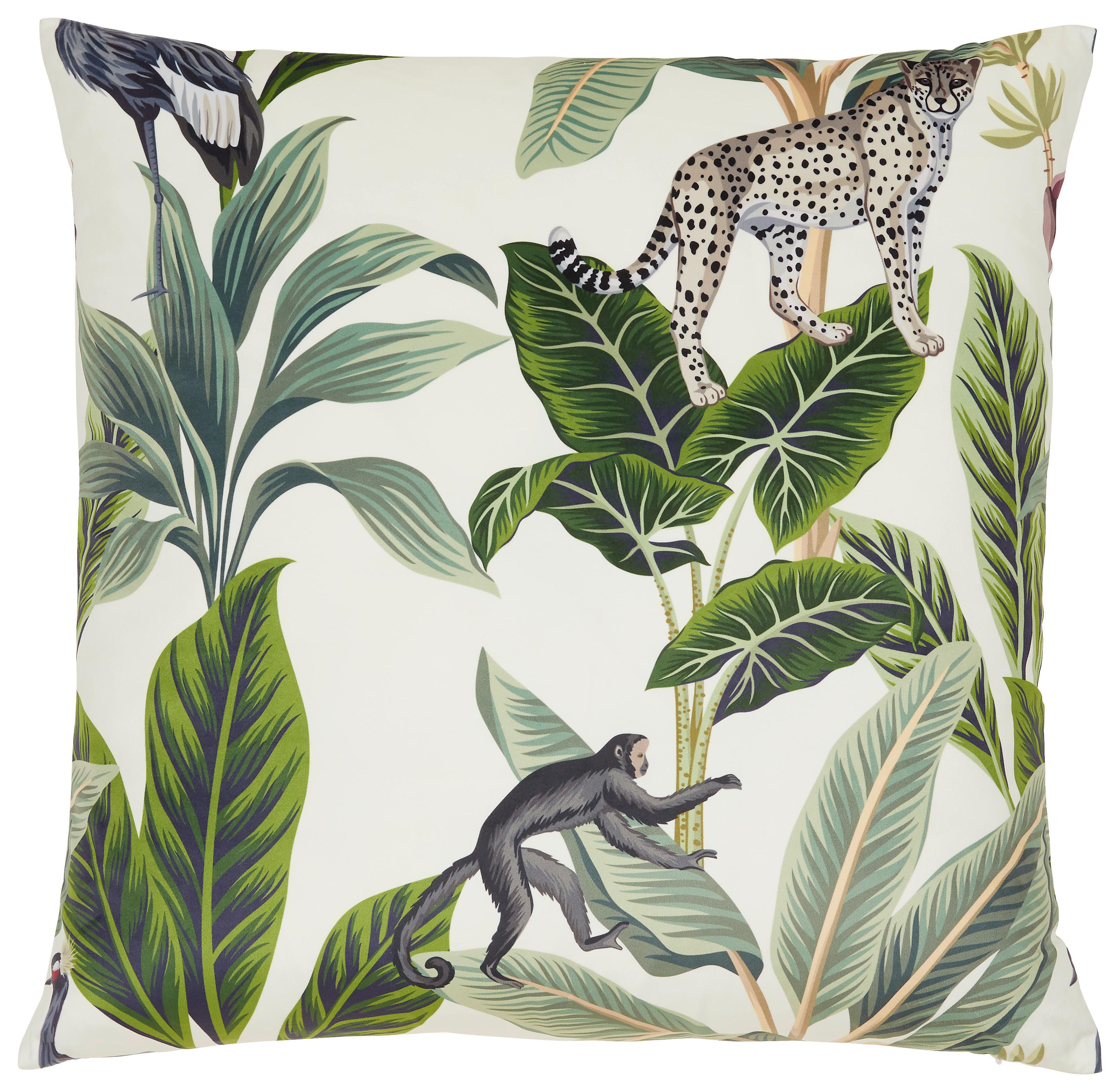 DEKORAČNÝ VANKÚŠ Junglelife, 60/60 cm, biela - biela, Konventionell, textil (60/60cm) - Modern Living