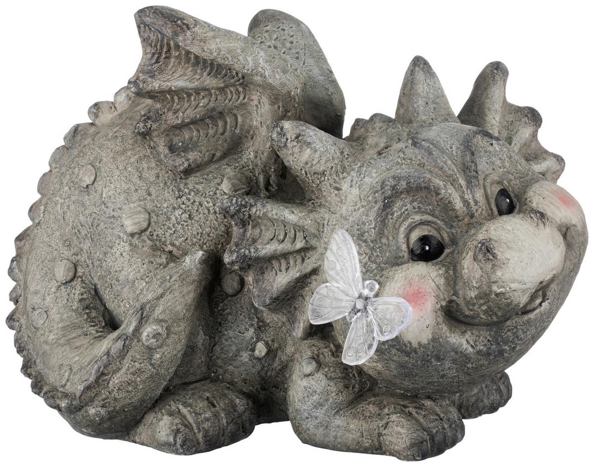 Dekodrache Barry L/b/h: Ca. 22/32,5/24 Cm - Grau, KONVENTIONELL, Stein (22/32,5/24cm) - Ondega