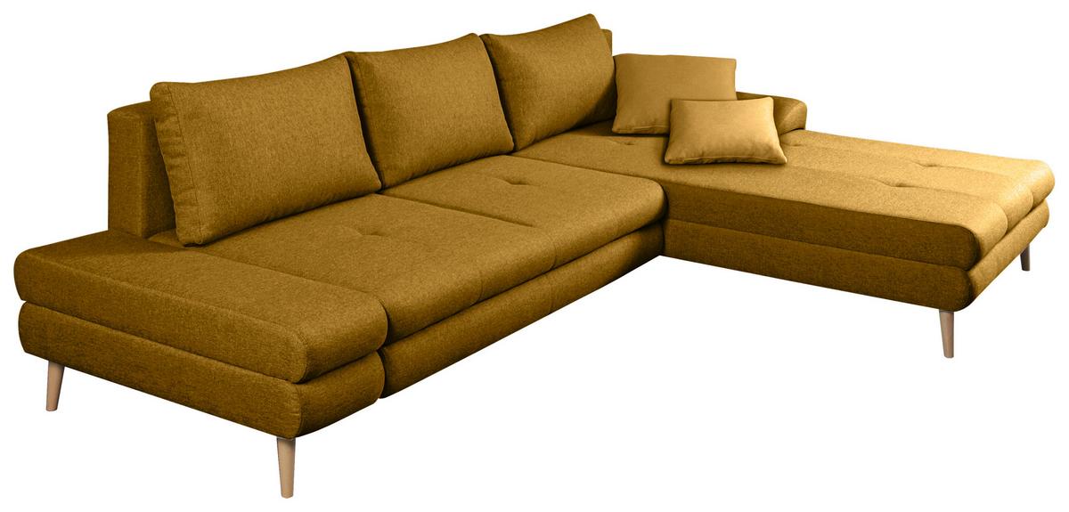 Ecksofa Mit Schlaffunktion Floby Stauraum Gelb - Gelb/Erlefarben, Trend, Textil (313/215cm) - MID.YOU