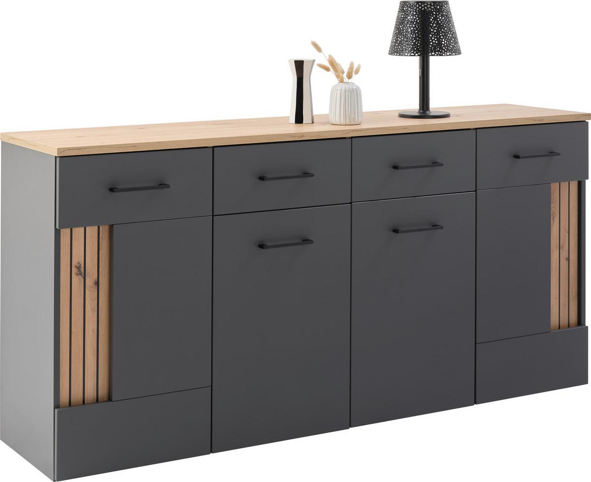 Sideboard B: 170cm Amare Artisan Eiche/Anthrazit - Schwarz, MODERN, Holzwerkstoff (170/87/40cm)