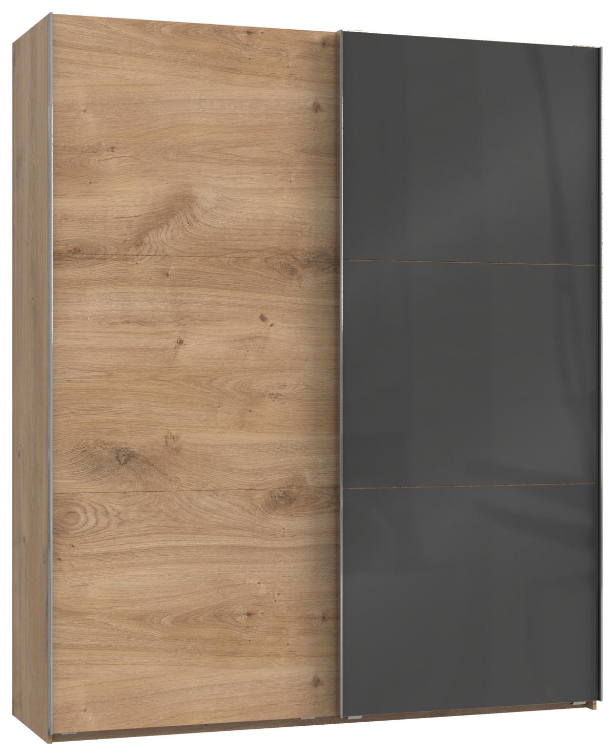 Schwebetürenschrank B: 200 Cm Level 36c Grau/eiche Dekor - Eichefarben/Grau, MODERN, Holzwerkstoff (200/236/65cm) - MID.YOU