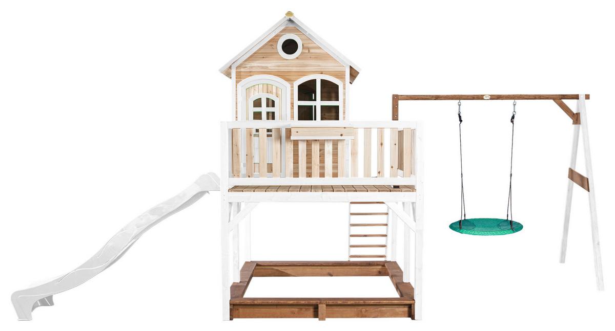 Spielturm A030.154.91 - Weiß/Braun, KONVENTIONELL, Holz (613/291/277cm) - Ambia Garden