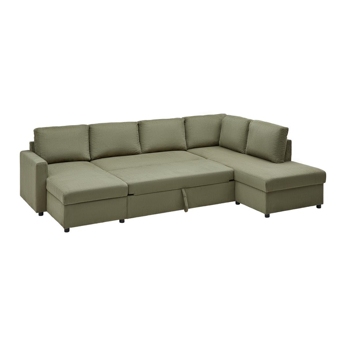Sedacia súprava MARTINA U, pravá, zelený menčester - čierna/zelená, Modern, kov/drevo (276/89/204cm) - Mömax