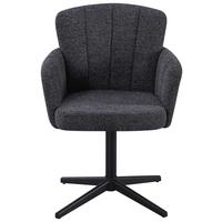 Armlehnstuhl Rosa Leinenopitk Grau - Schwarz/Grau, MODERN, Textil/Metall (60/84/60cm)