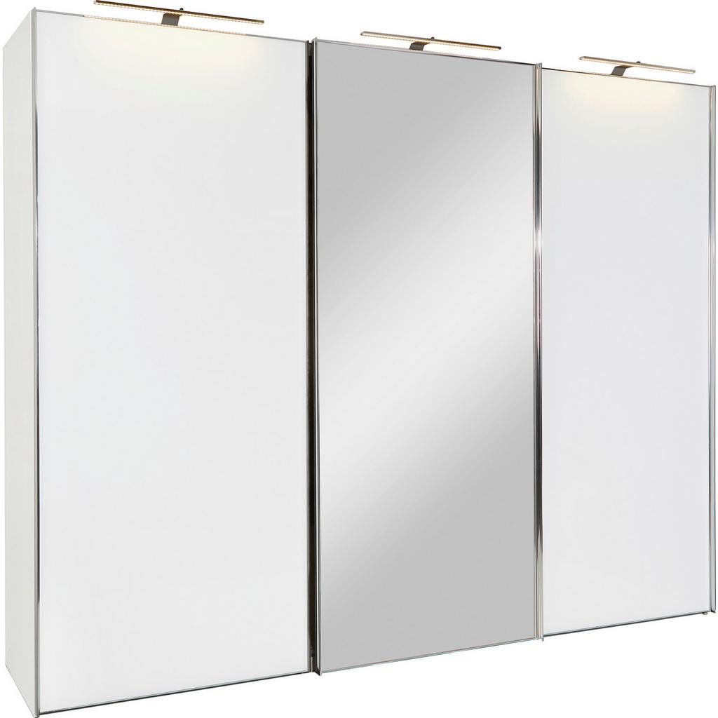 Schwebetürenschrank m. Spiegel 298cm Sonate Rom, Weiß Dekor