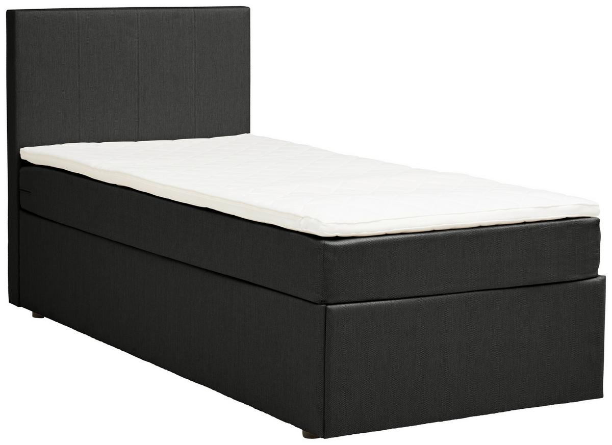 Boxbett mit Topper Carolina 90x200 cm - Schwarz/Grau, Basics, Textil (90/200cm) - P & B