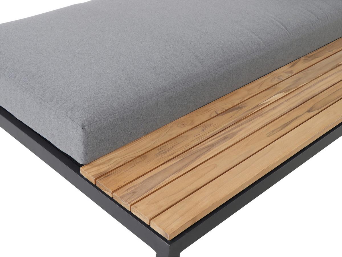Sonneninsel Grau Teakholz/Metall/Textil - Anthrazit/Grau, KONVENTIONELL, Holz/Textil - Siena Garden