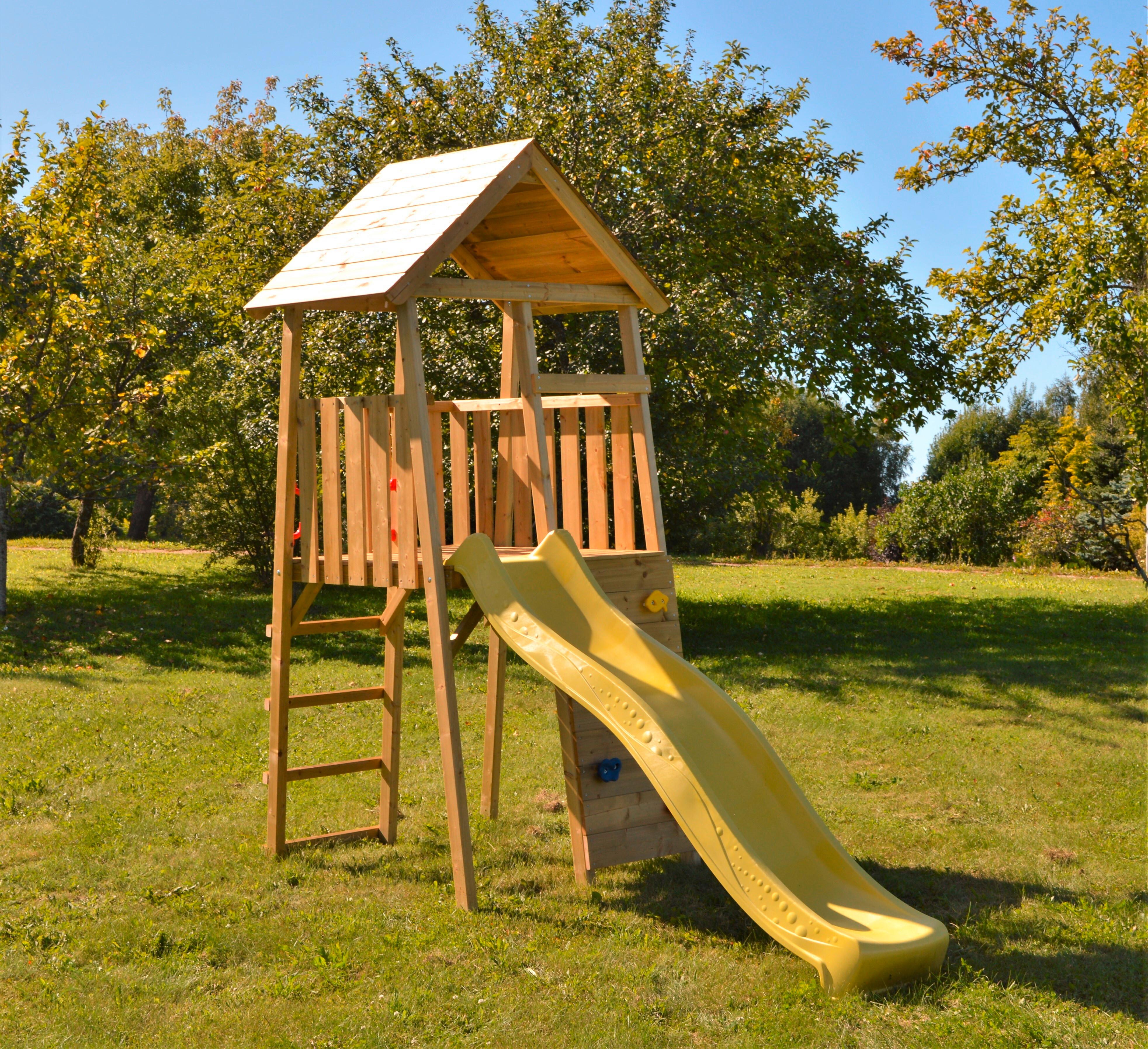 Spielturm Falke Gelb/naturfarben, B: 110 Cm - Gelb/Naturfarben, KONVENTIONELL, Holz (110/270/280cm)