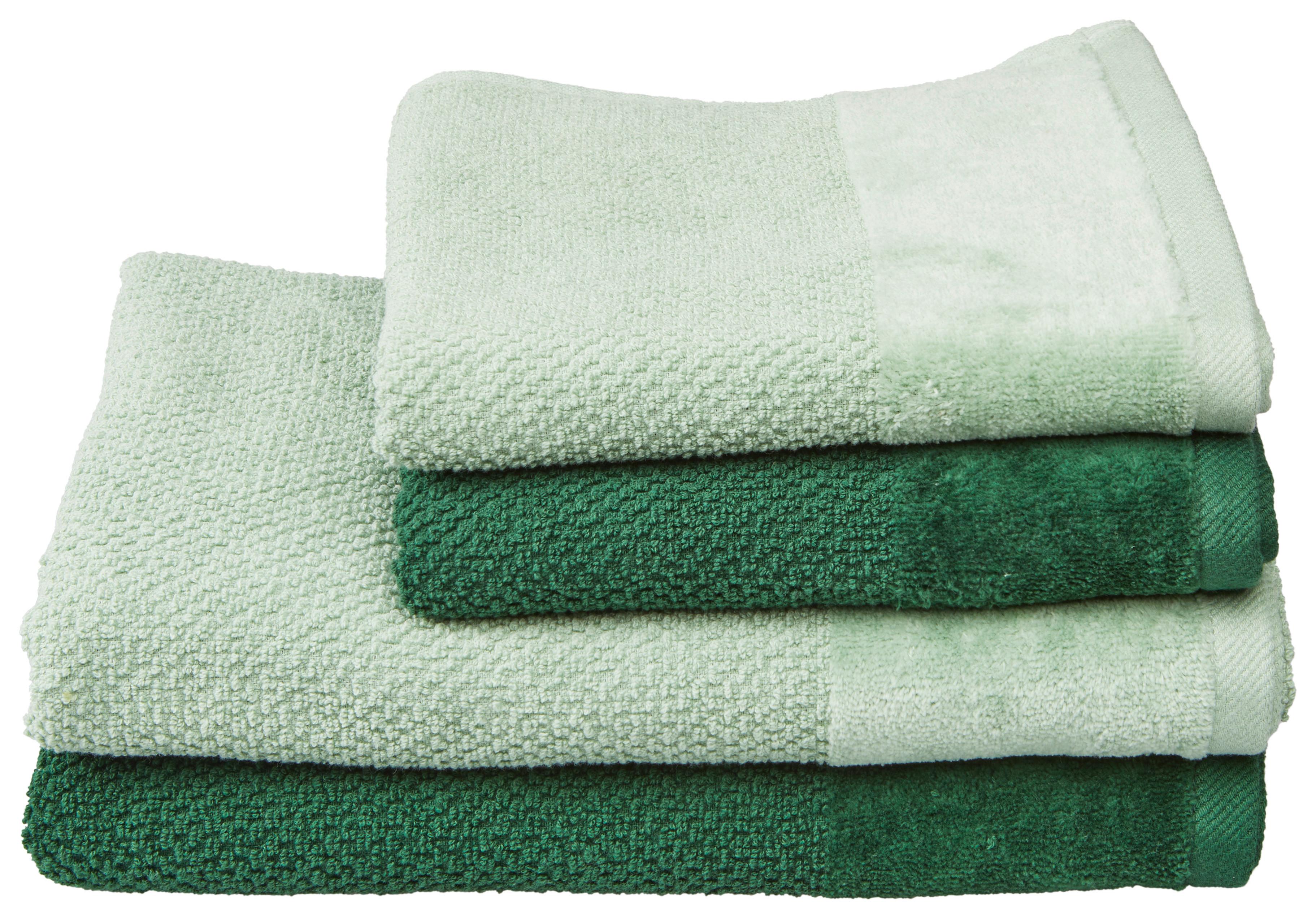 Handtuch Set Chiara 4-Tlg. Baumwolle Grün 450 G/M2 - Dunkelgrün/Hellgrün, MODERN, Textil - Luca Bessoni