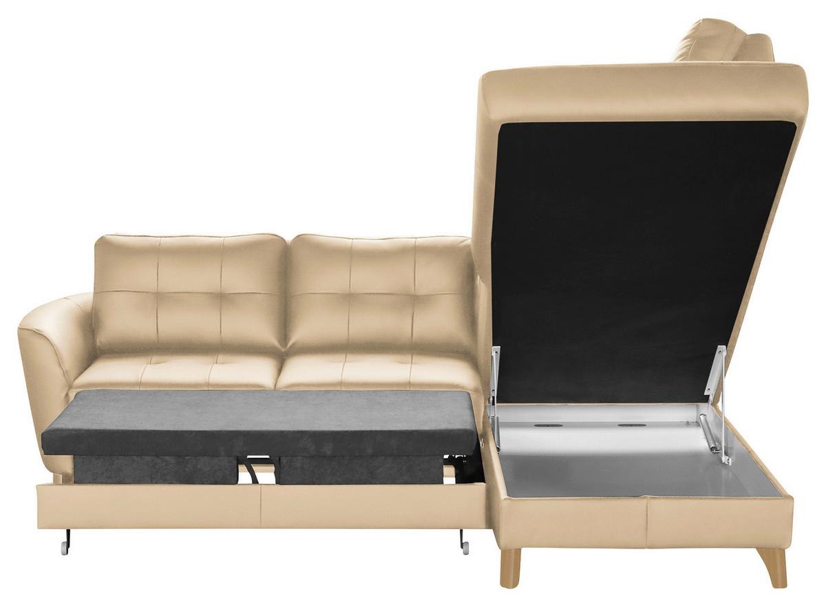 Ecksofa Nordic Beige S: 236x190 cm - Beige/Buchefarben, Design, Leder/Textil (236/190cm) - Livetastic