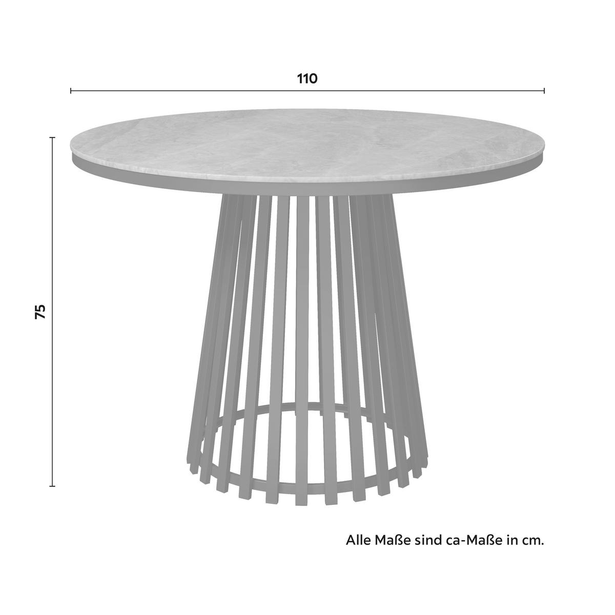 Jídelní stůl Pela, P: 110 cm - šedá/černá, Moderní, kov/kompozitní dřevo (110/110/75cm) - Bessagi Home