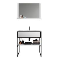 Badezimmer 3--Teilig. Waschplatz "bitila 80" - Schwarz/Weiß, MODERN, Glas/Keramik (80cm) - MID.YOU