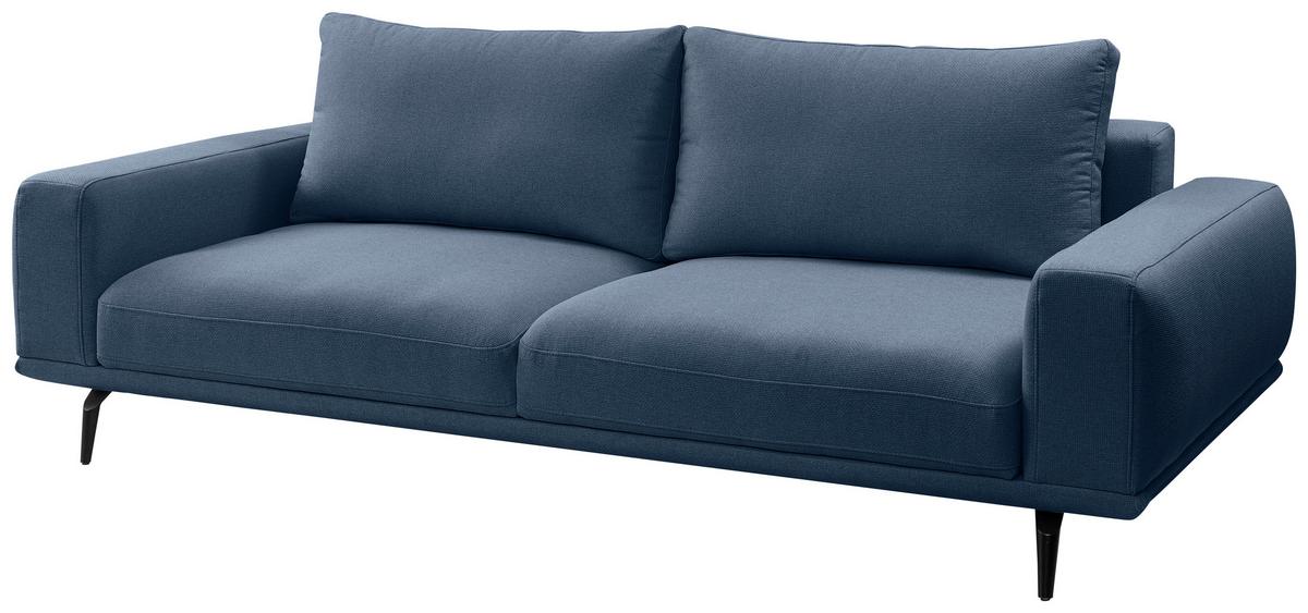 3-sitzer-sofa Selene Dunkelblau, B: 242 Cm - Schwarz/Dunkelblau, MODERN, Textil (242/89/115cm) - MID.YOU