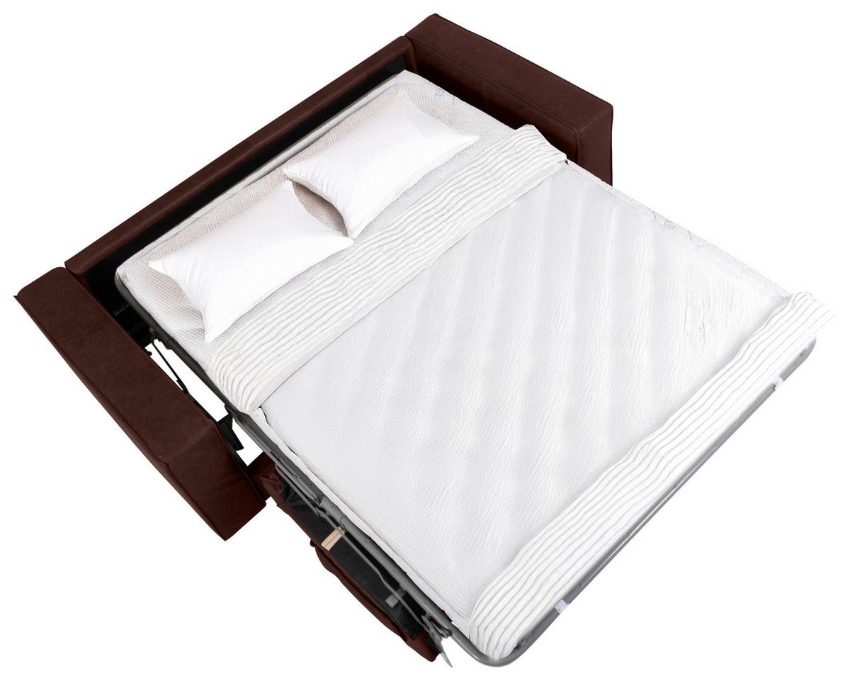 Schlafsofa Texas Braun Anilinleder, B: 203 Cm - Dunkelbraun/Braun, Design, Leder (203/85/99cm) - MID.YOU