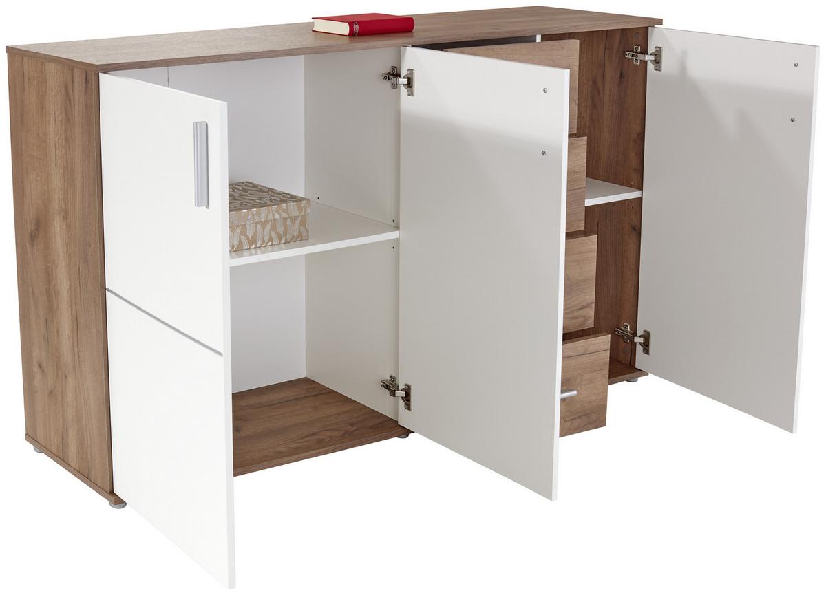 Kommode B: 175,6 cm Ina, Kraft Eiche Dekor/Weiß - Eichefarben/Weiß, MODERN, Holzwerkstoff (175,6/95,2/38,3cm)
