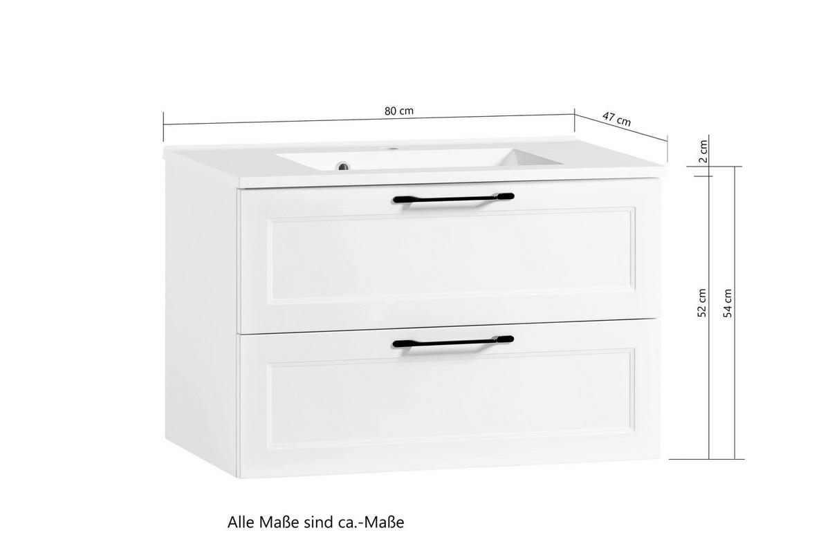 SKRINKA S UMÝVADLOM ELMAU -EXKLUSIV- - čierna/biela, Romantik / Landhaus, kov/kompozitné drevo (80/56/47cm)