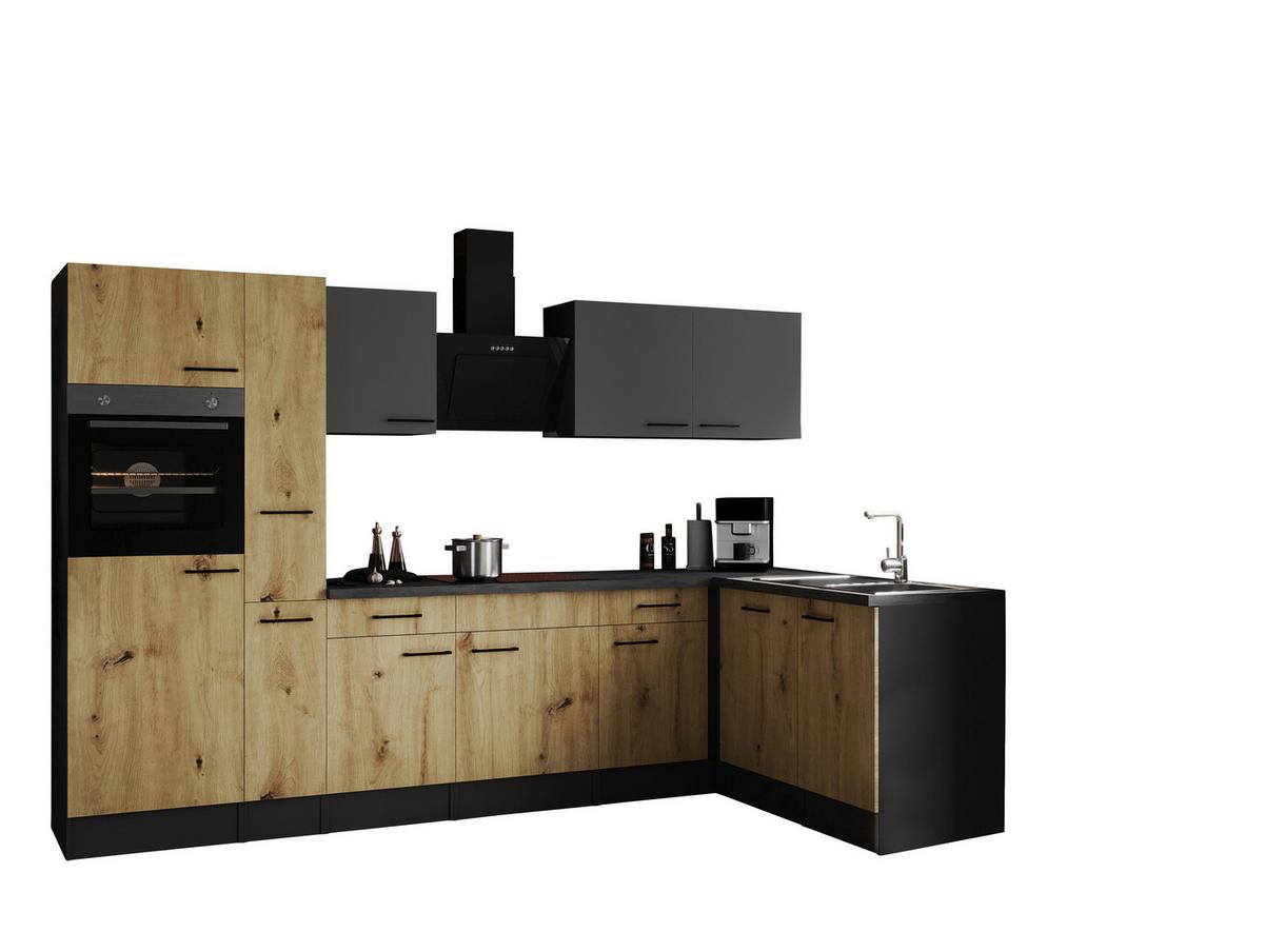 Eckküche Oliver Artisan Dekor/grau S:310x172cm - Eiche Artisan/Grau, Design, Holzwerkstoff (310/172cm) - Respekta