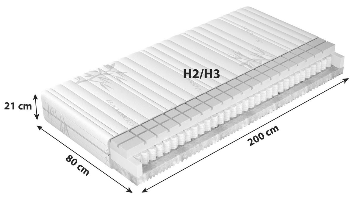 TASCHENFEDERKERNMATRATZE SPA 80x200 cm H2 H: 21 cm - Textil (80/200cm)