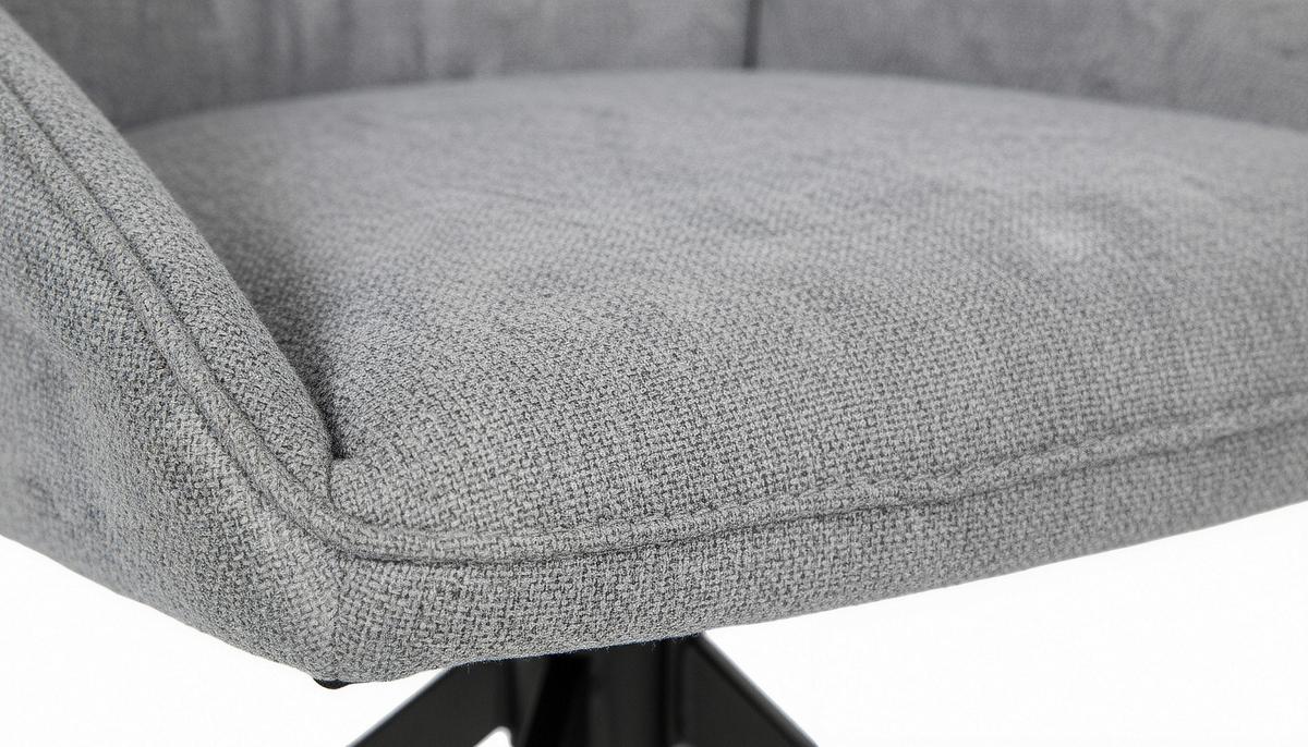 Armlehnstuhl Elina Leinenoptik Hellgrau B: 51 Cm - Hellgrau/Schwarz, Trend, Textil/Metall (51/90/62cm)