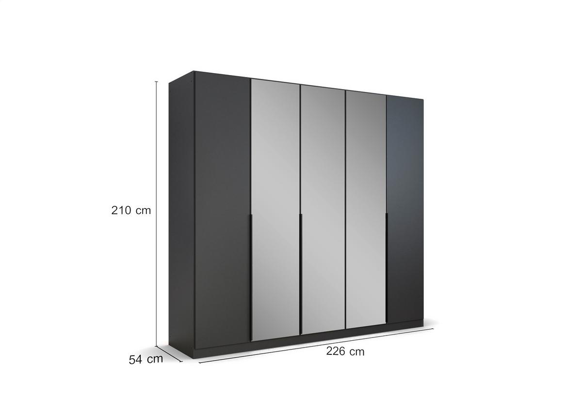Drehtürenschrank Skyla Grau/Glas B: 226 cm - Grau, MODERN, Holzwerkstoff (226/210/54cm) - Rauch Möbel