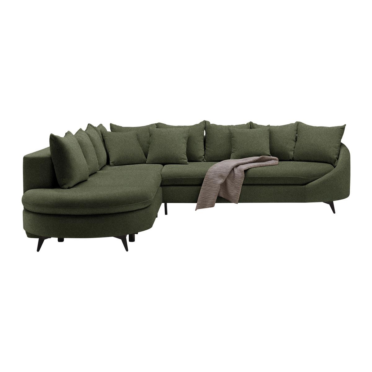 Rohová sedačka AXEL, levá, olivově zelená žinylka - černá/olivově zelená, Moderní, kov/textil (250/291cm) - Mömax