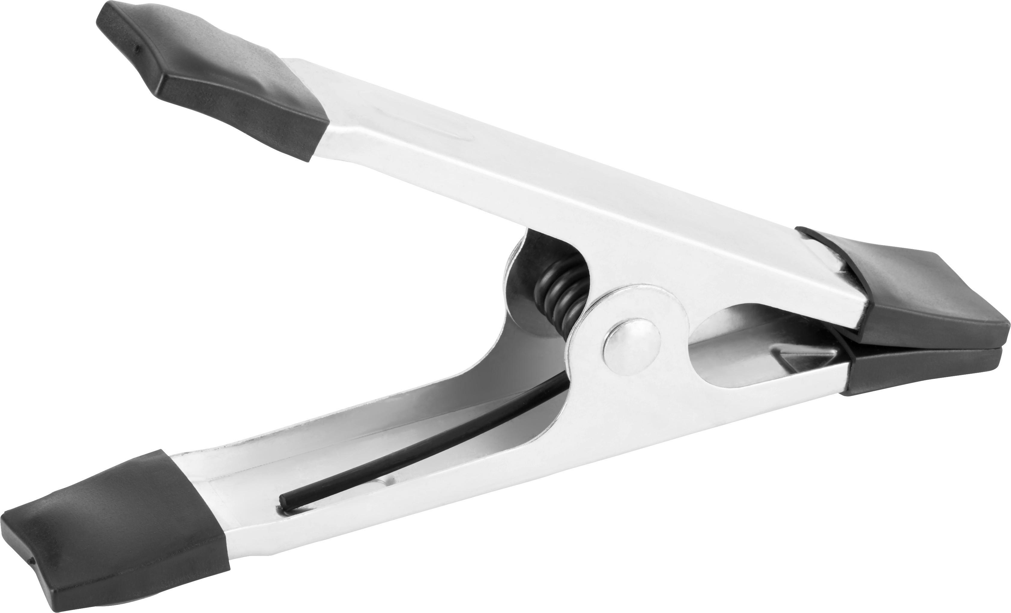 Federzwinge Kunststoff- Schutzklappen, Metall - Silberfarben/Schwarz, KONVENTIONELL, Metall (10cm)