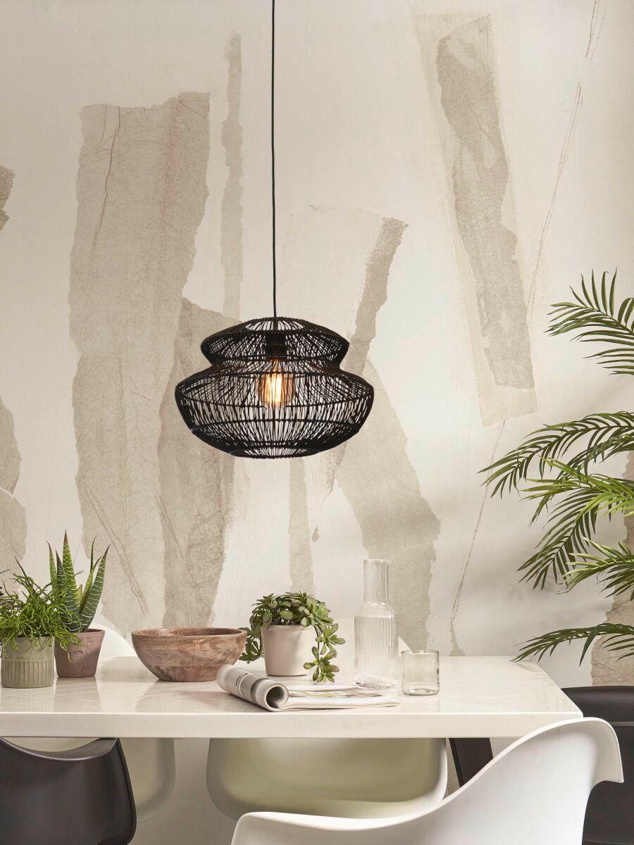 Hängeleuchte Zanzibar/H40/B - Schwarz, Trend, Naturmaterialien (40/30cm) - Good & Mojo