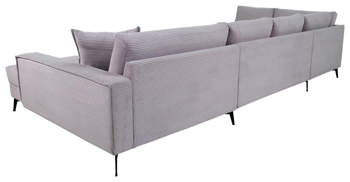 Wohnlandschaft Zero Grau U-Form 195x362x173cm - Hellgrau/Schwarz, Trend, Textil (195/362/173cm)